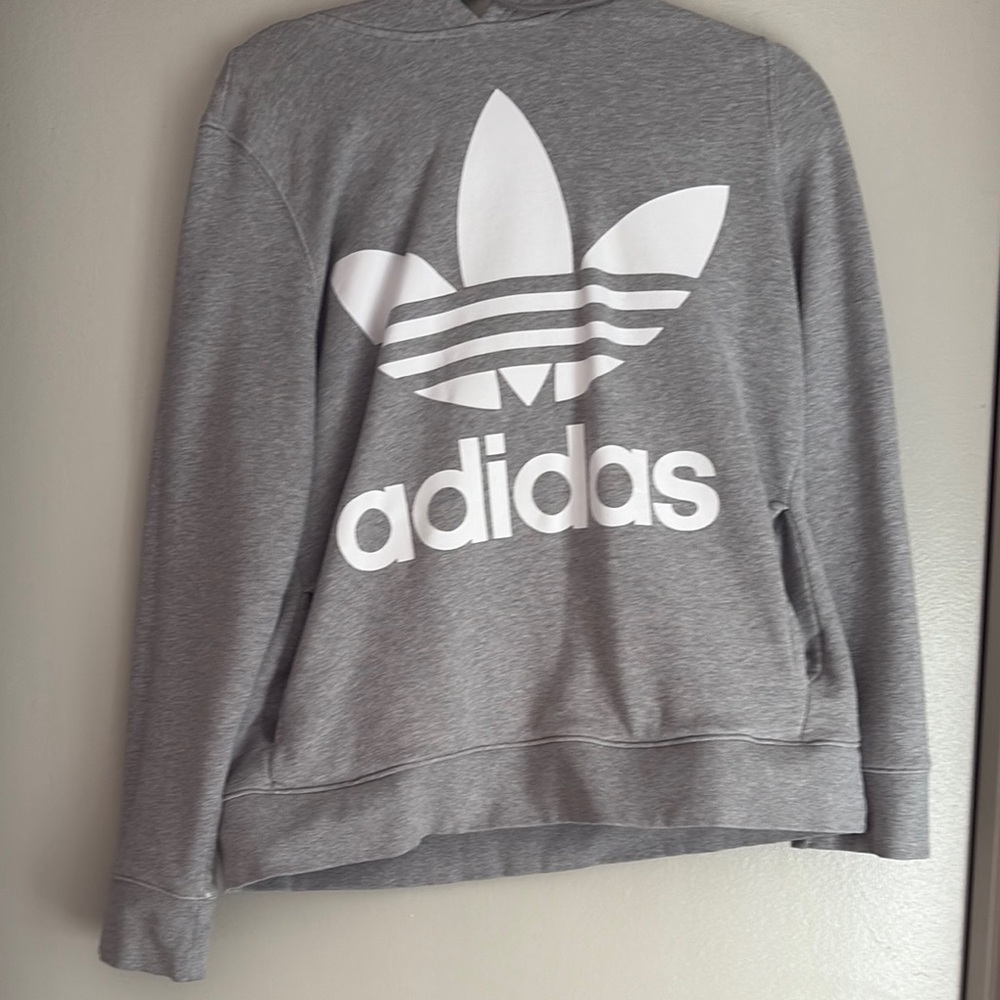 Adidas Gray and White Crew Neck Sweatshirt